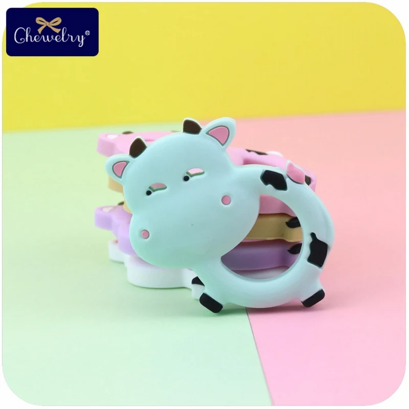 

1pcs Baby Silicone Teether Rodent Silicone Cow Pendant Baby Teether Rodent BPA Free Silicone Beads Chew Biter Children Goods Toy