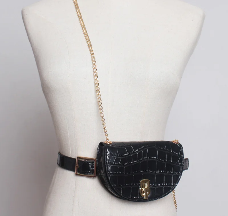 Женская Роскошная поясная сумка 2019, модная сумка из искусственной кожи, винтажная цепочка-пояс на талию, женская сумка из змеиной кожи