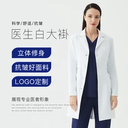 Unisex Laboratório. Casaco uniforme cirúrgico mulher inteligente médico manga longa branco laboratório casaco hospital sanitária jaqueta mulher verão fino