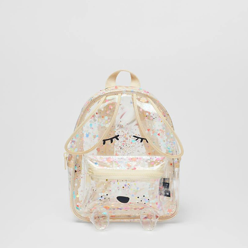 2022 Summer new sequins glittering bunny shape transparent backpack shopping glitter cute children ladies shoulder bag 