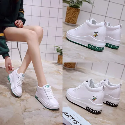 

2019 spring new small white shoes in the wedge with increased women's shoes wild Korean casual shoes