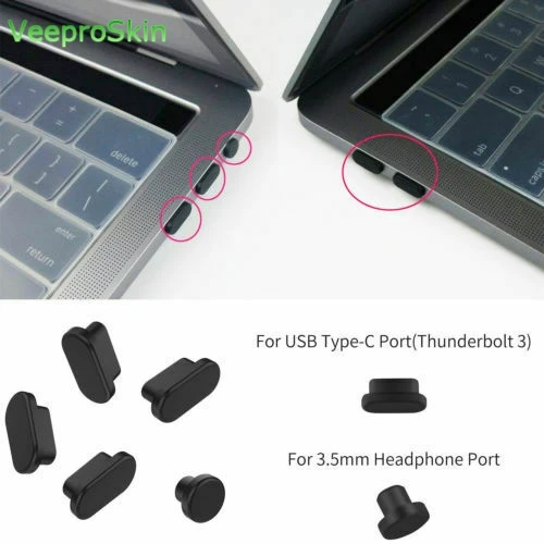 

Anti Dust Plugs Cover for MacBook Air 13" 2018 / MacBook Pro 2018 2017 2016 A1708 A1706 A1989 A1990 A1534 Port Plugs Cover Set