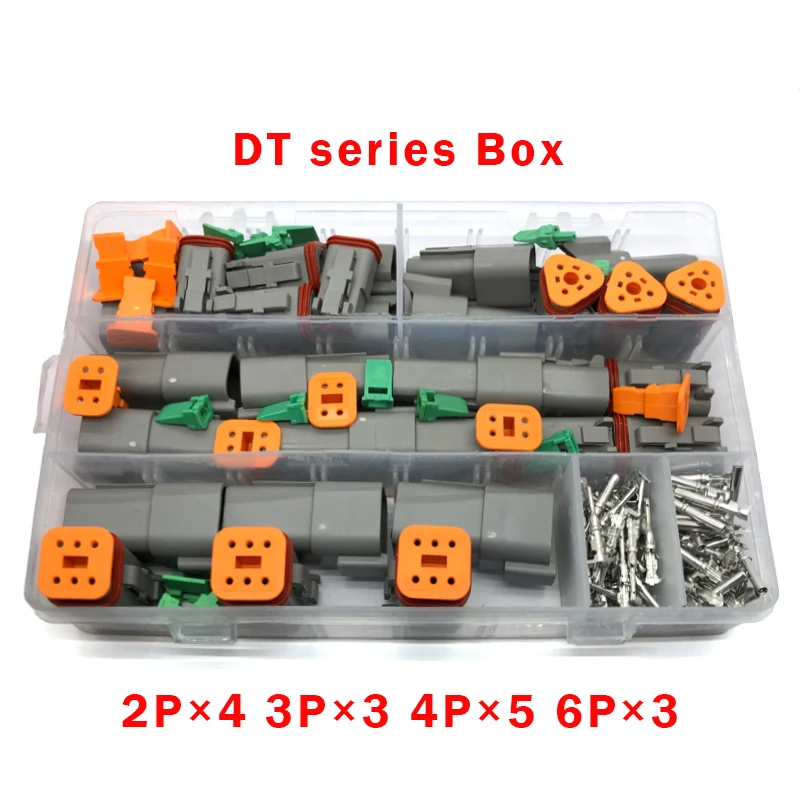 250 Pcs Deutsch DT Waterproof Wire Connector Box 2/3/4/6 Pin DT06-2/3/4/6S DT04-2/3/4/6P Automotive Sealed Plug With Terminals