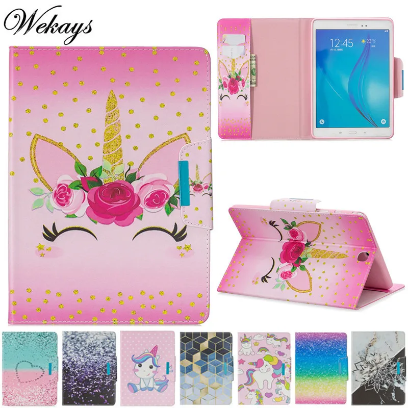 Wekays чехол для Samsung Tab A 9 7 T550 Кожаные чехлы с мультяшным единорогом Galaxy &quotT550 T555