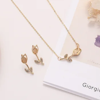 

Linmouge Temperament Tulip Earrings Female Fresh Sweet Flower 2020 New Fashion Trendy Cute Stud Ear Accessories Jewelry EF111