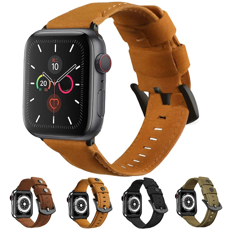 Ремешок из натуральной кожи для Apple watch series 5 4 42 38 мм 44 40 ремешок матовый iWatch 3 2 1