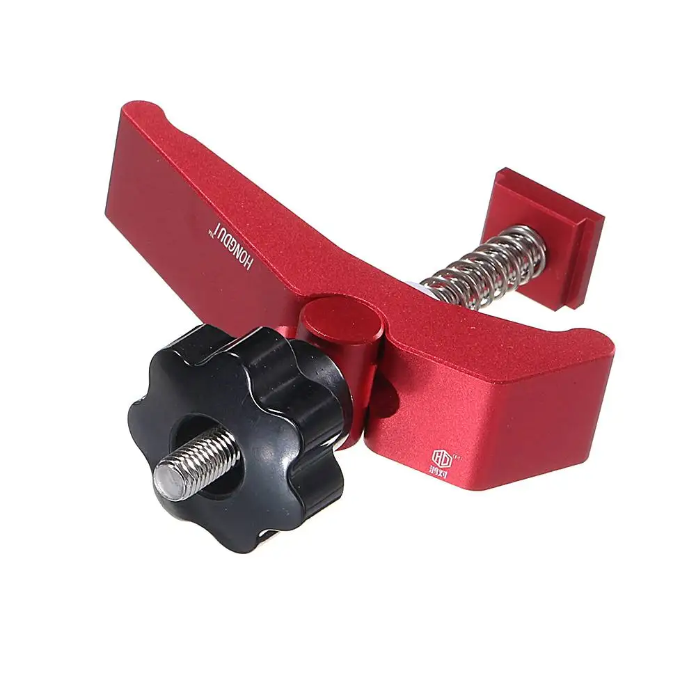 

Drillpro 2pcs Aluminum Alloy Quick Acting Hold Down Clamp T-Slot T-Track Clamp Set with Metal Box Woodworking Tools