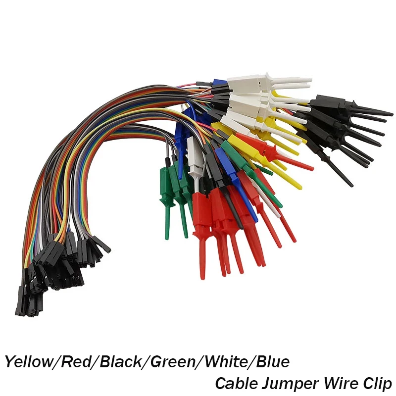 20/30CM Test Haken Clip Logic Analysator Kabel Greifer Sonde Jumper Draht Klemme Kit Gelb/Rot/schwarz/Grün/Weiß/Blau – Detail 1