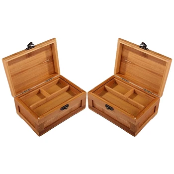 

2 Pcs Bamboo Craft Princess Korean Bamboo Jewelry Box Wooden Jewelry Storage Box Collection Box Gift Box Medium & Large