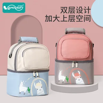 

Fashion Female Backpack Cartoon Alpaca Print Multifunctional Mummy Bag Handbag for Women Waterproof Large Capacity 2020