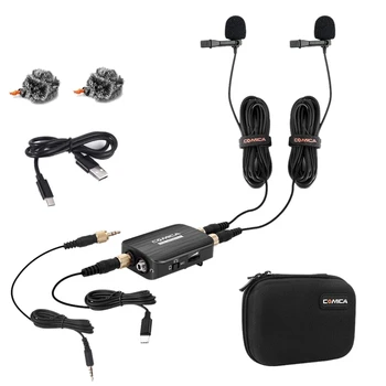 

COMICA CVM-D03 STC Dual-Head Lapel Microphone for Type C Phone Interview Clip on Mic for 3.5MM/USB Type-C Moto Huawei Samsung LG
