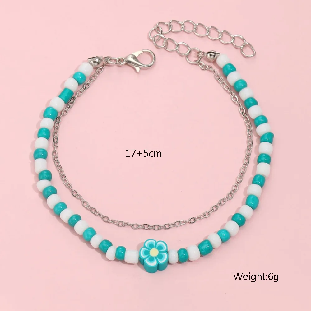 Colorful Fruit Beaded Bracelets for Women Watermelon Pineapple Flower Bead Chain Bracelet Fashion Jewerly AM3492