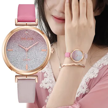 

Famous Watch Frosted Sky Starry Stylish Dial Leather Belt Alloy Analog Quartz Watch Temperament Elegant Ladies Watches Relogio
