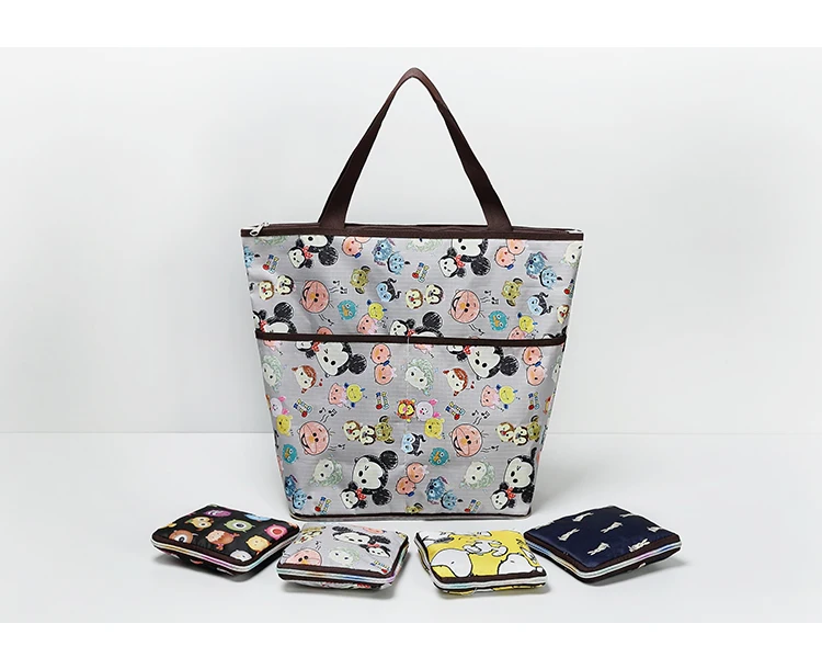  Disney Mickey waterproof printing handbags diaper bag folding zipper portable shopping solid bag su