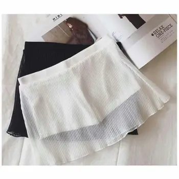 

Mallas Cortas Mujer Falda Pantalon Summer Black and White Stretch Mesh Pleated Thin Safety Pants Mutande Donna Short Feminino