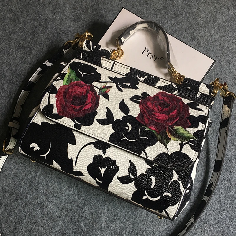 

Famous Designer Rose Flower Painted Shoulder Bag Luxury Brand Ethnic Genuine Leather Tote Handbag Louis Brand Channels GG Bag