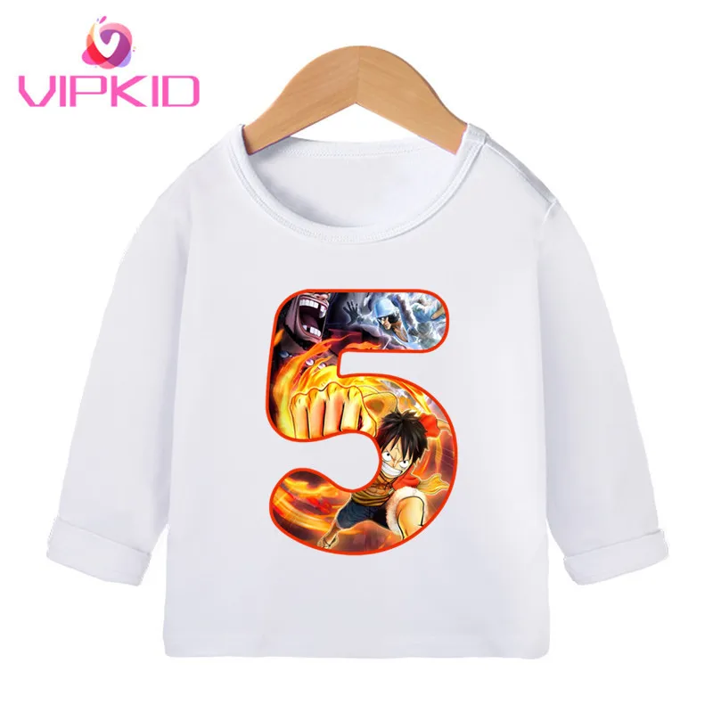 Футболка с длинными рукавами и надписью «Luffy» на день рождения для мальчиков и девочек детская футболка футболки для мальчиков и девочек с надписью «Your Name» - Цвет: P424-5