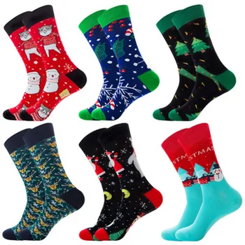 

1 Pair Men Cotton Socks Santa Claus Elk Male Tube Socks Tide Christmas Socks New Year Gift Soft Comfortable Warm Socks Autumn