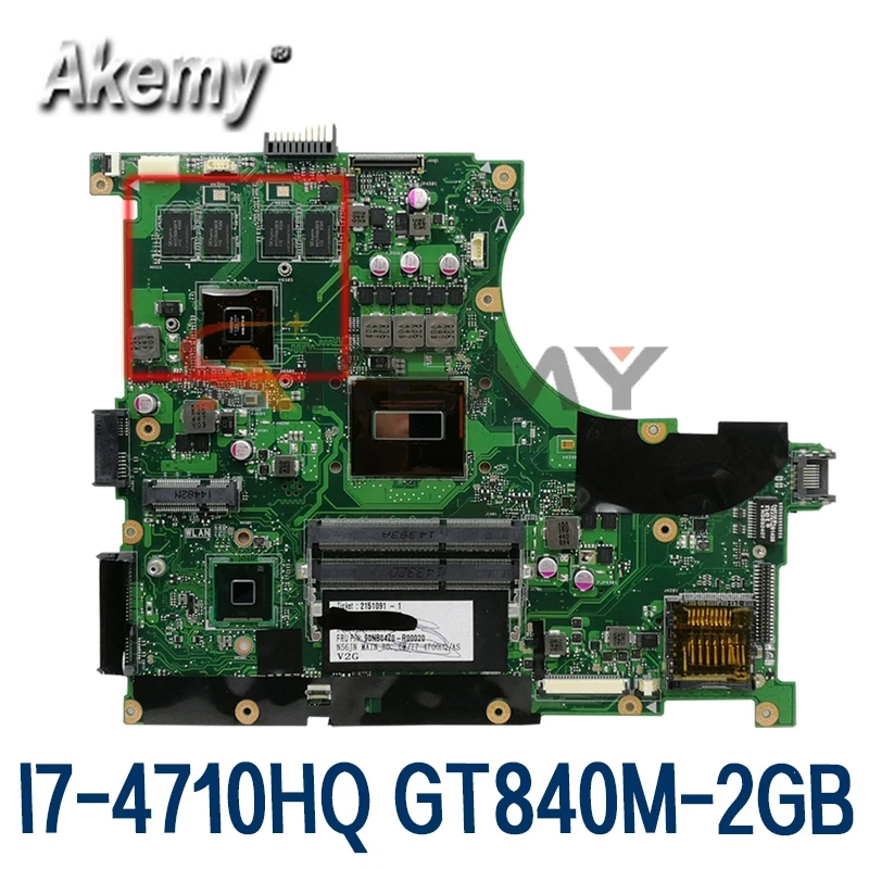 N56JN материнская плата для ноутбука ASUS N56J оригинальная I7-4710HQ GT840M-2GB | Компьютеры и