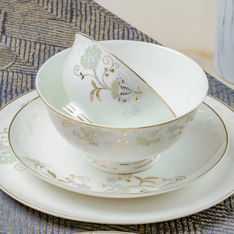 Jingdezhen Ceramic Dinnerware Set dishes and plates sets Kitchen Tableware Ceramic Plates and Dishes Bowls 60pcs combination