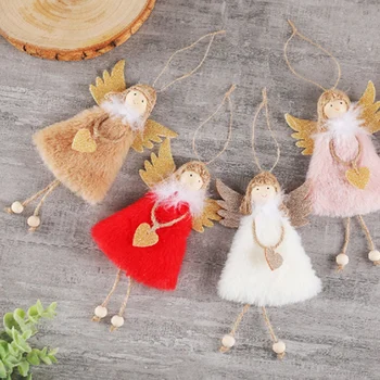 

4PCS New Year Hanging Doll Christmas Articles Angle Snowflakes Table Ornaments Xmas Decoration for Home Party