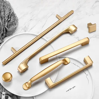 1Pcs Aluminium Alloy Door Knobs Handles Modern Furniture Cabinets Drawers Concise Gold Kitchen Cupboard Pulls Lovely 2020NEW Hot