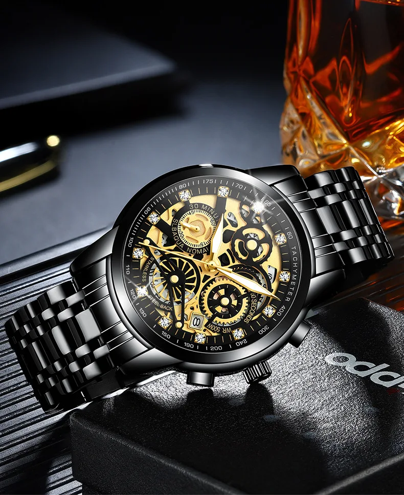 New Fashion Mens Watches with Stainless Steel Strap High Quality Accurate Waterproof Men's Business Watches Four Color