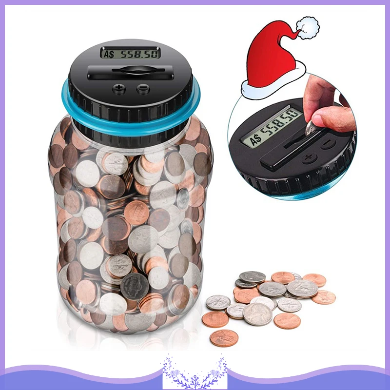 Electronic Digital LCD Piggy Bank Counter Coin Money Automatic Counting Jar Box Saving Piggy Bank Coins Storage Box Dropship