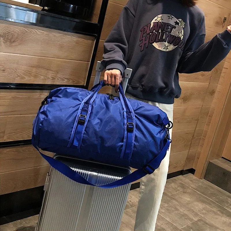 Нейлоновая Складная спортивная сумка для девушек, женская сумка для занятий фитнесом и йогой, сумка для занятий йогой, походов и путешествий, спортивная сумка для рыбалки и тренировок, сумка на плечо - Цвет: Синий цвет