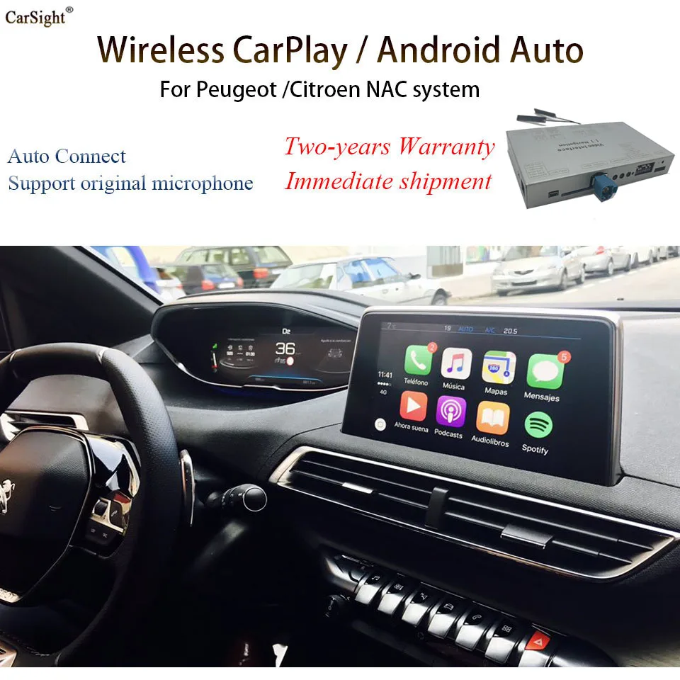 Автомобильный проводной/беспроводной видеоинтерфейс CarPlay для Peugeot NAC C6 208 2008 5008 3008
