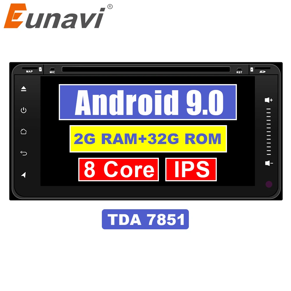 Eunavi 2 Din автомобильный Dvd Android 9,0 мультимедийный радио плеер для Toyota Hilux Vios старый Camry Rav4 Prado 2003-2008 автомобильный gps ПК стерео