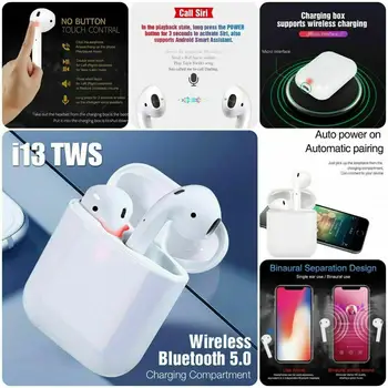 

I13 TWS Wireless Bluetooth Headphones with Touch Control Bluetooth 5.0 Stereo Bass Surround Sound For All Smart Phone Earbuds