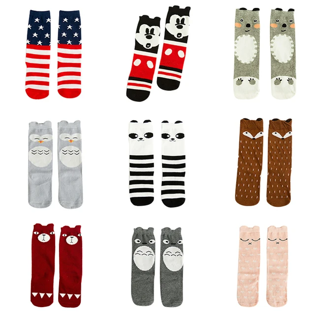 6 Pares Cartoon Animal Cat Medias Calcetines Largos Niña Ov