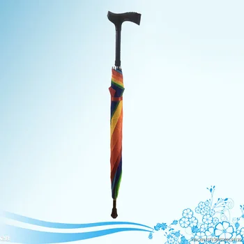 

Crutch Rainbow Umbrella Sun Clear Old Man Gift Strong Windproof Umbrella Womens Rain Umbrellas Regenschirm Crutch Gift SY284
