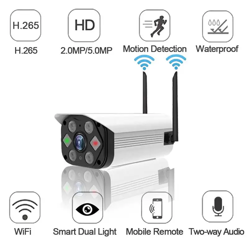 

Two-way Audio IP Camera WiFi Home Security Camera 2.0MP/5.0MP Wireless Surveillance WiFi IR Bullet Waterproof IP Onvif Camera