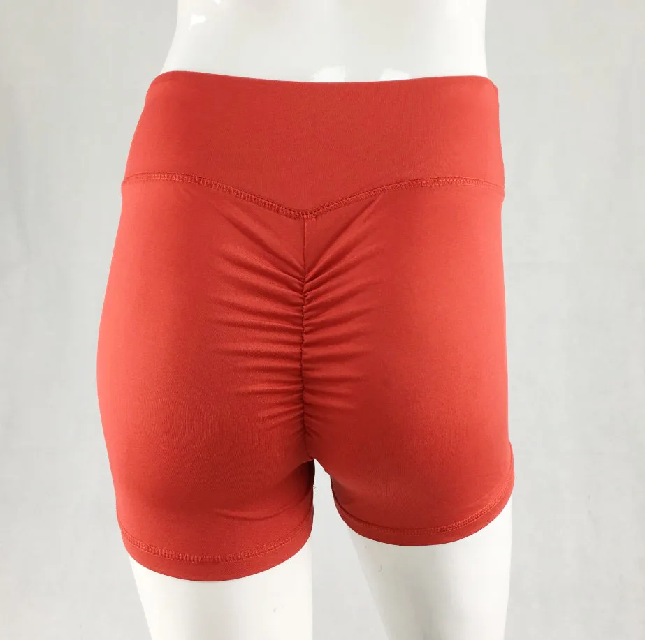 Новые эластичные шорты с высокой талией сексуальные тонкие Женские панталоны Mujer фитнес женские спортивные Леггинсы для бега женские короткие шорты - Цвет: Красный