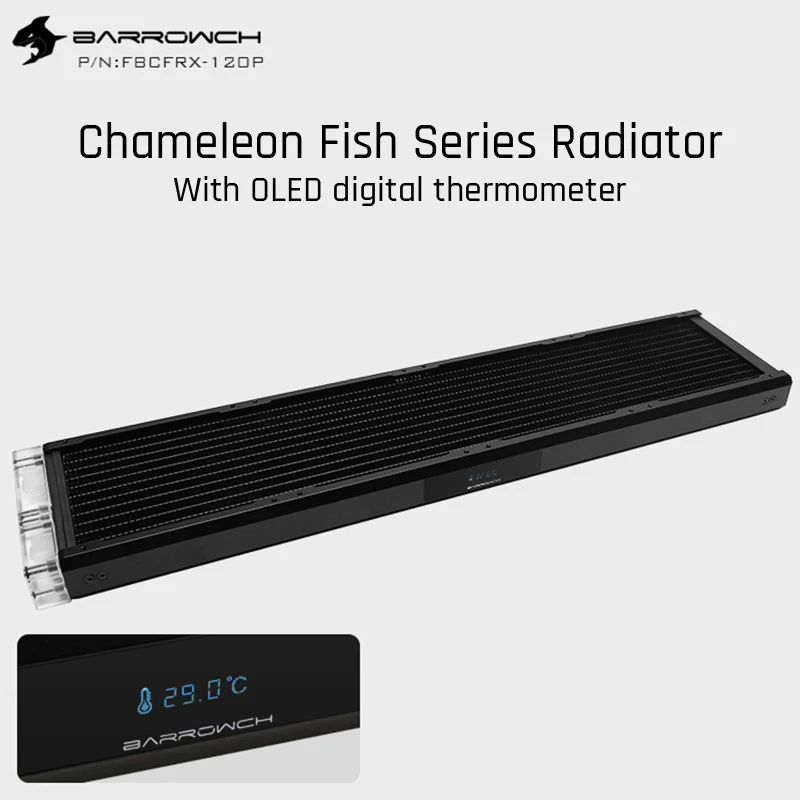 Barrowch FBCFRX-480 Хамелеон рыбы модульный 480 мм радиатор с OLED дисплей акрил/POM Впускной модуль подходит для 120 мм вентилятора