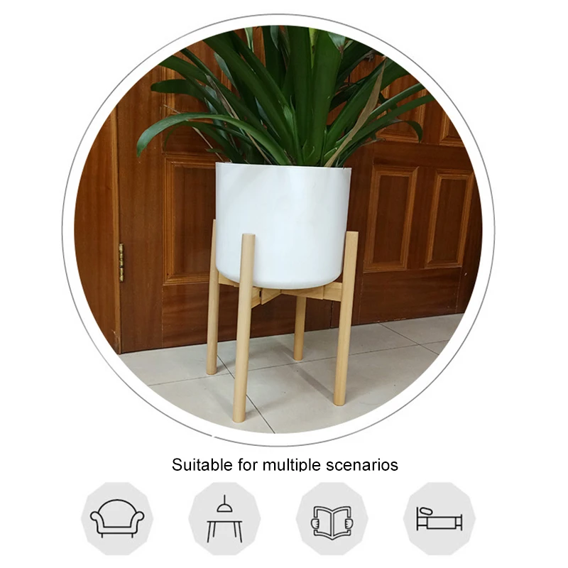 Adjustable Plant Stand Holder Rack Wooden Sturdy Convenient And Quick Save Space for Flower Potted Indoor Outdoor 38X30cm TB