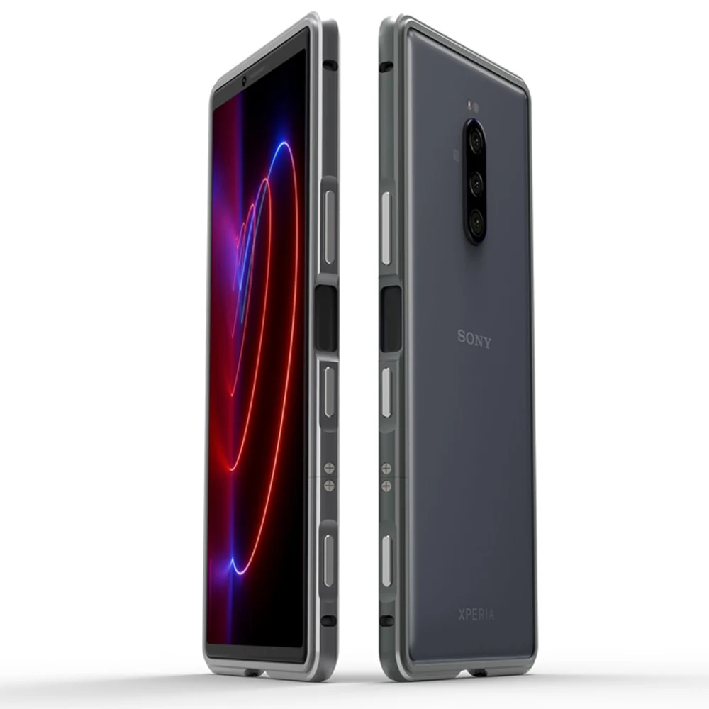 Темно-серый Чехол для sony Xperia 1, роскошный глянцевый алюминиевый бампер, защитный чехол для sony Xperia XZ4, чехол с металлической рамкой - Цвет: Темно-серый