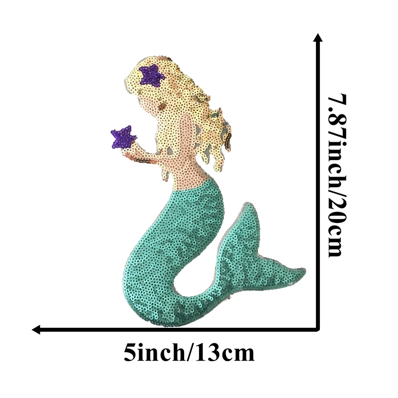 1 комплект(1 большой+ 2 маленький) Русалка расшитая блестками железная заплатка для одежды сумки DIY шитье большой морской горничной аппликация блестками патч