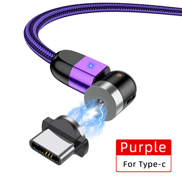 2m LED 540 Rotate Magnetic Cable Micro Type C Phone Cable For iPhone12 Pro XS Max Samsung Xiaomi USB C Cord Wire Cable