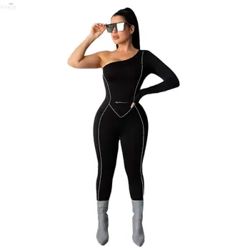 

Sexy Jumpsuit Women Zipper Single Full Sleeve Night Party Jumpsuit Fitness Club Outfits Sporty One Piece Jumpsuit Women Romper