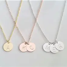 METOO 12*12 мм круглый диск ожерелье колье с заказным именем персонализированные подвески для монет ожерелье s красота мать подарки для Etsy