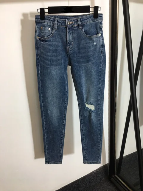 Levlmoly 2021 High Quality Brand Fashion Women Jeans Slim Ripped