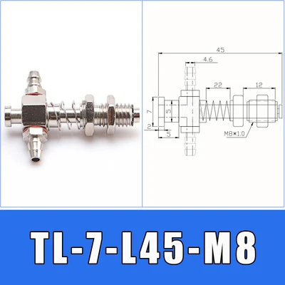 Маленькая головка 7 мм манипулятор Вакуумный патрон База пневматический кронштейн боковой хвост Впускной вакуумный присоска M10 манипулятор пневматический - Цвет: TL-7-L45-M8