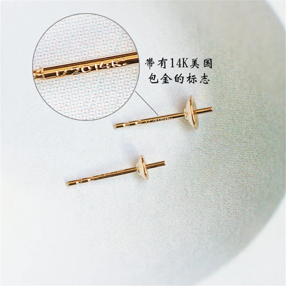

American 14K gold Filled half in adhesive half hole Bead Earrings earbuds DIY accessories tray Earrings