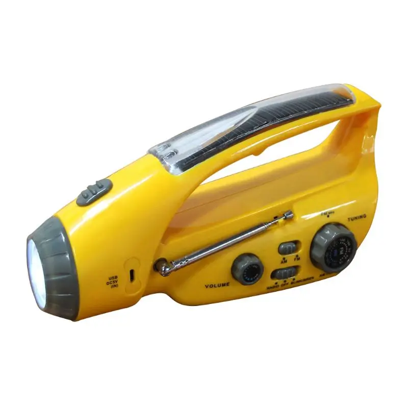 

Portable Solar Hand Crank Emergency LED Torch Flashlight Phone Charger with FM/AM Radio for Outdoor Camping Hiking