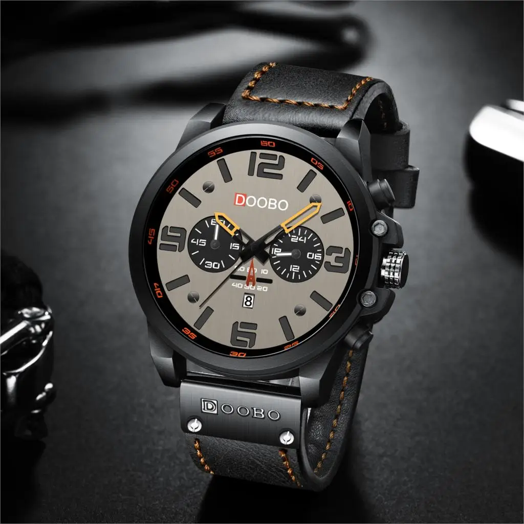 TEND Новинка D043 Топ люксовый бренд мужские военные водонепроницаемые кожаные спортивные часы кварцевые часы модные повседневные мужские часы 8314