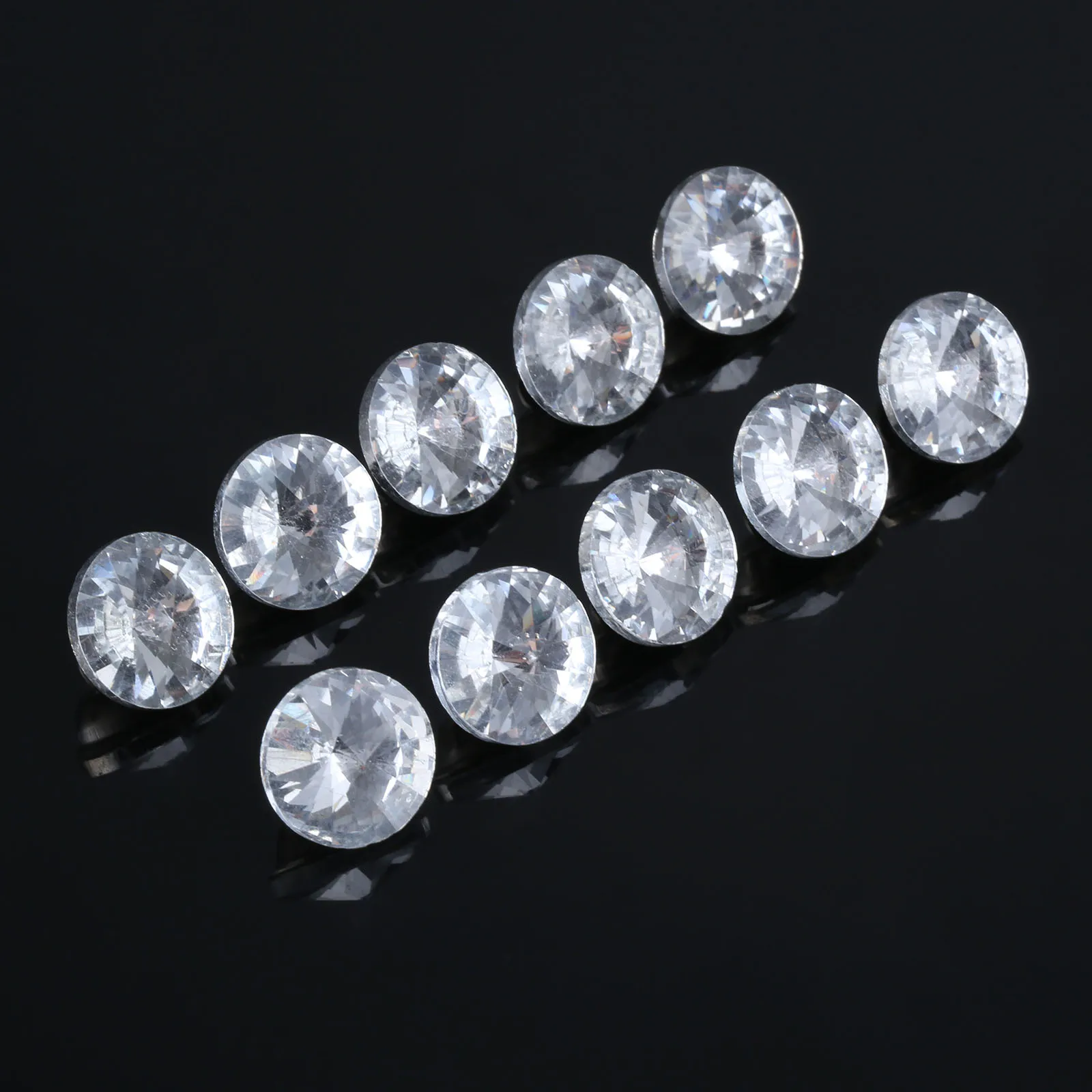 Diamond Crystal Glass Upholstery Buttons upholstery nail plastic push pins 10Pcs 14mm Dia. Decorative Nails Tacks Studs Pins Craft Sofa Wall Furniture Decoration