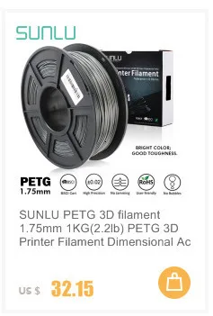 SUNLU PETG нить для 3d принтера 1,75 мм 1 кг 2.2lbs катушка поддержка defferent материал 3d принтер Заправка Полноцветная 3D нить заказ